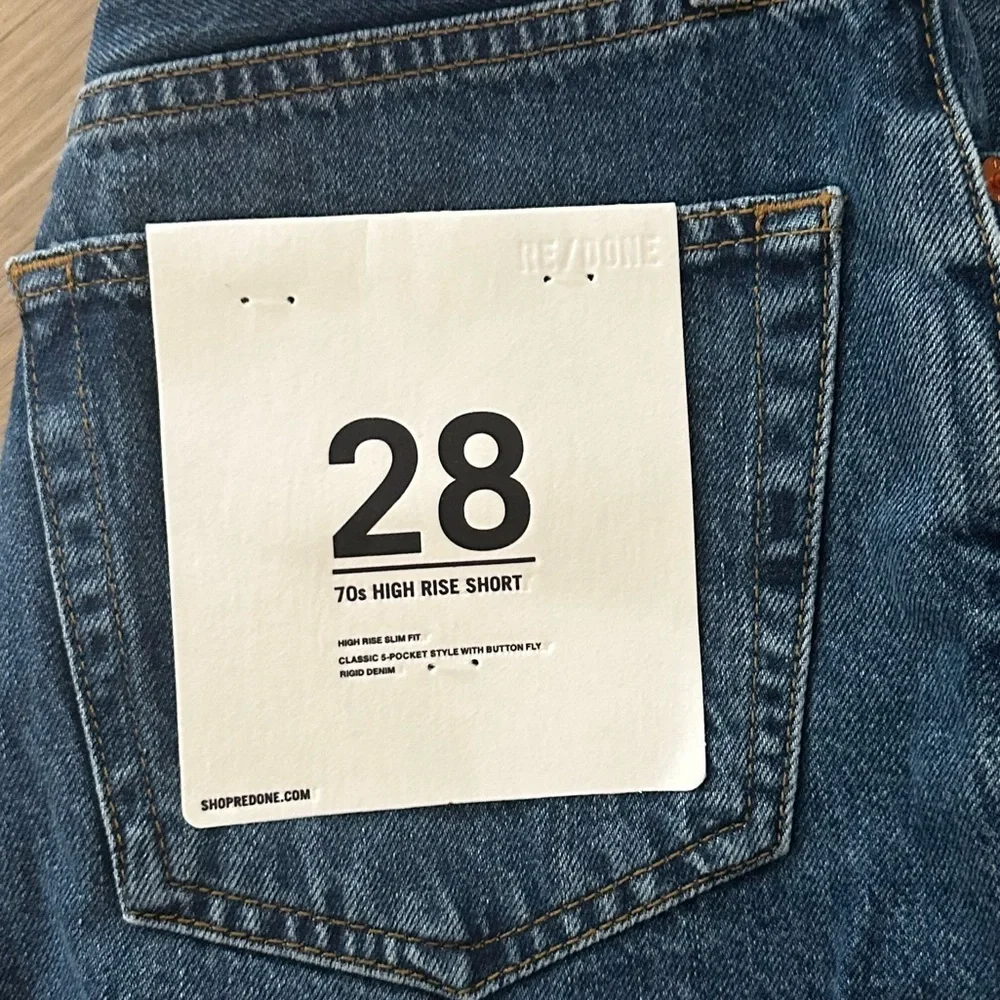 Re/Done High Waist Denim Shorts in Classic Blue